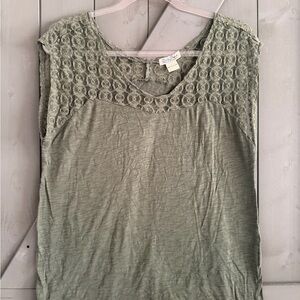 Lucky Brand Sage Green Lace Women's Blouse
